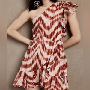 Banana‎ Republic Linen Paradise Awaits One Shoulder Ruffle Dress - 4